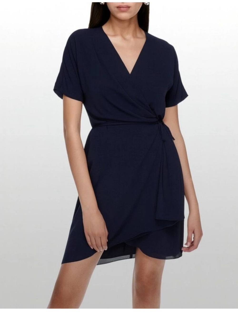 Aritzia Babaton Wallace Wrap Dress in Navy Blue Classic Minimalist Size Small